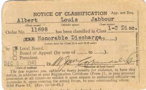 Honorable Discharge Classification Card
